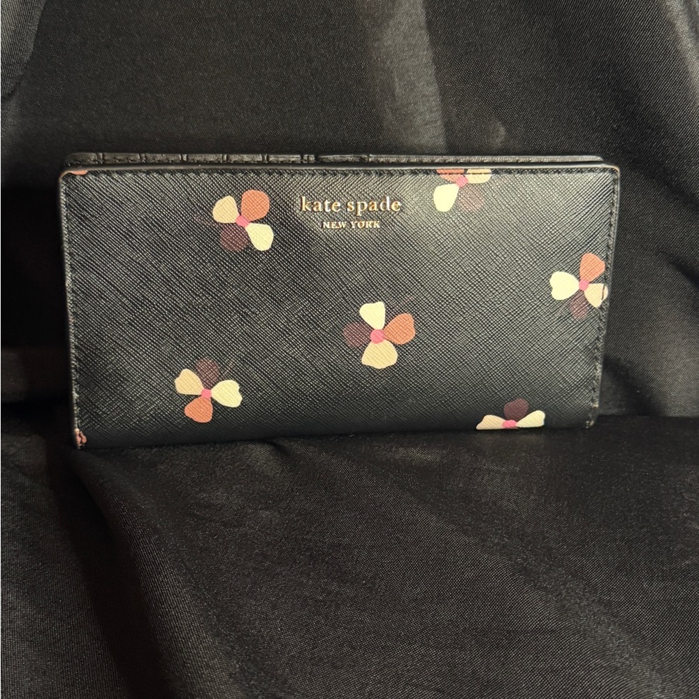 Kate Spade Black Wallet with Floral Accents